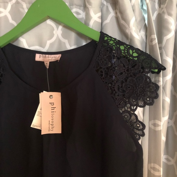 Anthropologie Philosophy Navy pretty top - Picture 2 of 3